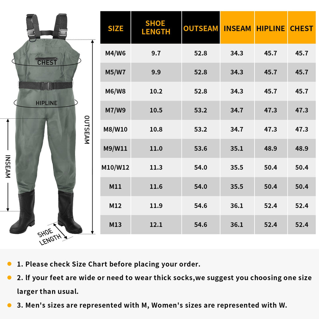 DikaSun Chest Waders with Boots — Lightweight Bootfoot Waders for Men & Women, Duck Hunting & Fly Fishing (US Sizes, Grey))