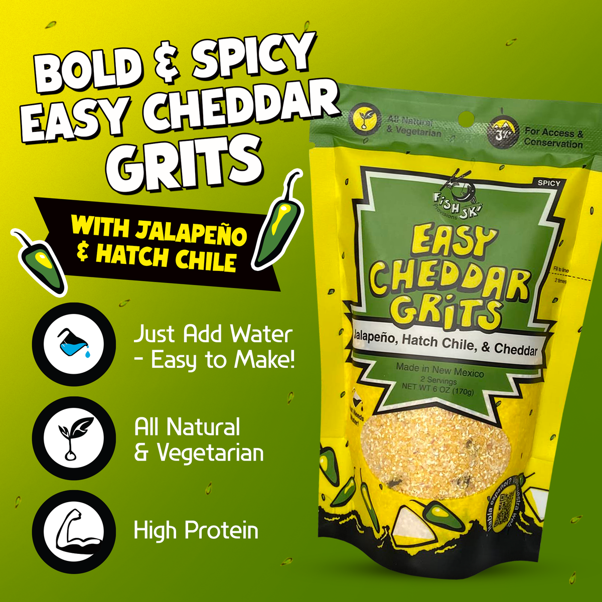 Jalapeño, Hatch Green Chile, Cheddar Grits