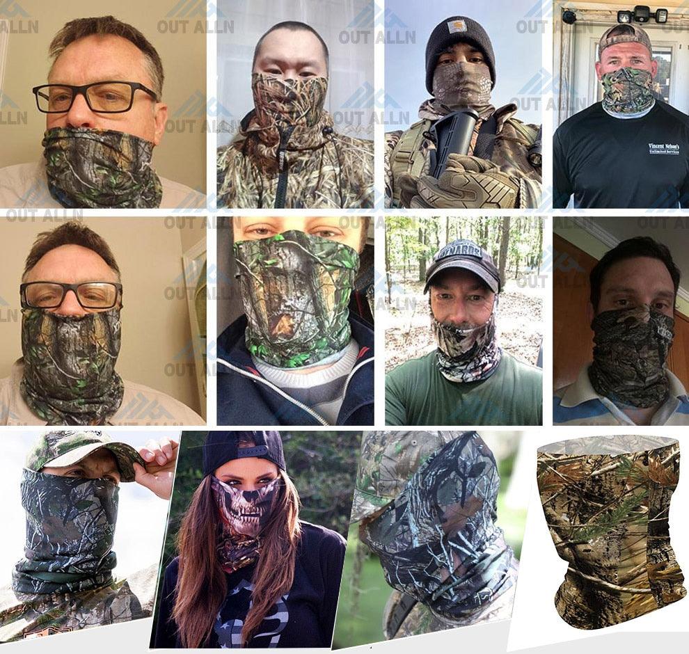 Camouflage Neck Gaiter Hunting Scarves Ice Silk Bandana Tubular Buff Half Mask Tactical Sport Headband Balaclava  Balaclava Seamless Magic Head Scarf Breathable Bandana Turban Outdoor Hiking Quick-Dry Sweat Absorbing Scarves Multifunction Beanie Hat